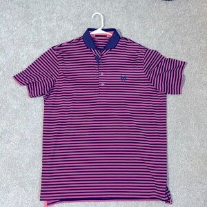Greyson, XL, pink and blue striped polo